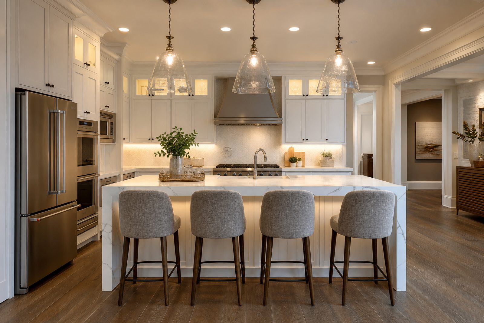 A bright kitchen in a family home, illustrative